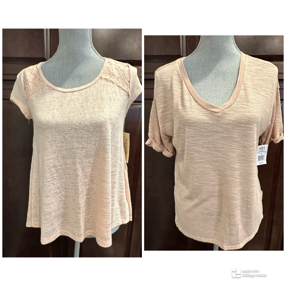 New NWT Bundle of two tops shirts blouses peach,light dusty rose pink size small